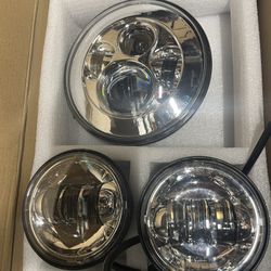 Headlight And Passing Lights Led For Motorcycle 