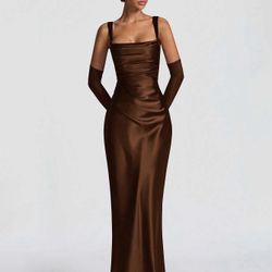 Brown Satin Dress