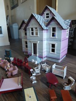 Victorian Dollhouse with Melissa And  doug furniture