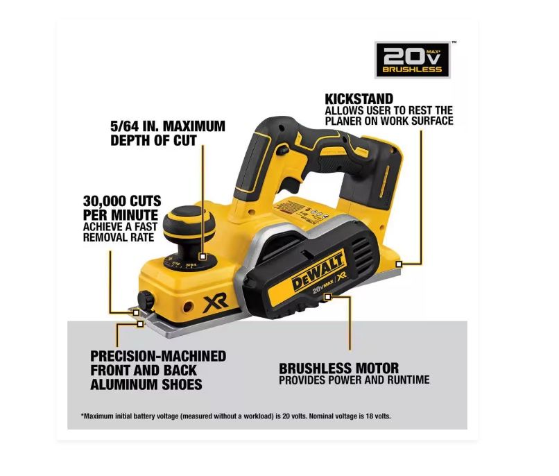 20V MAX XR Cordless Brushless 3-1/4 in. Planer (Tool Only)