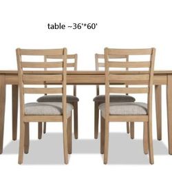 Janessa Solid Wood Base Dining Table and 6 Chairs (~36' * 60')