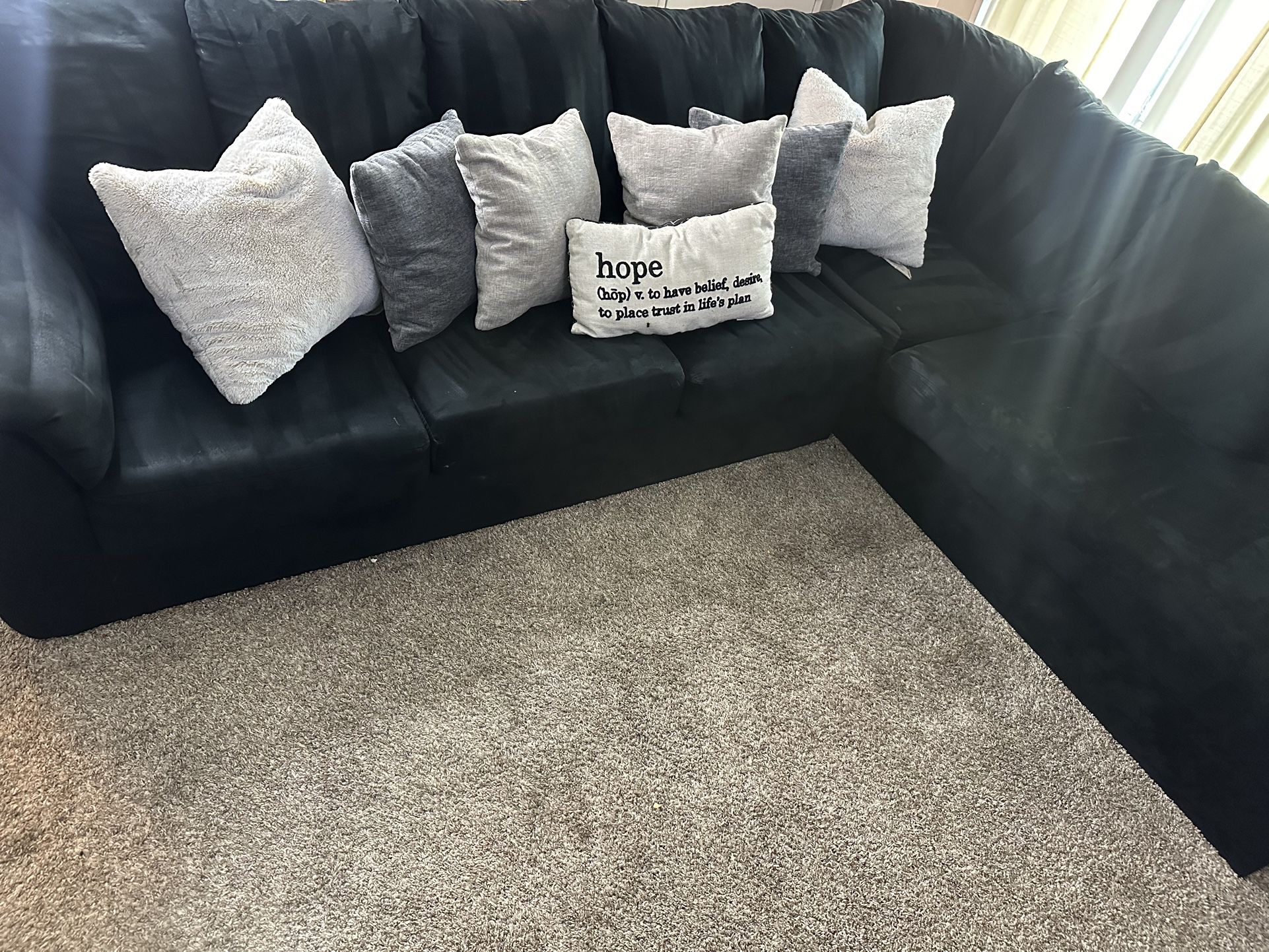 Black Suede Sectional 