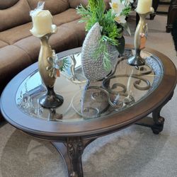 New Glass Top Brown Coffee Table
