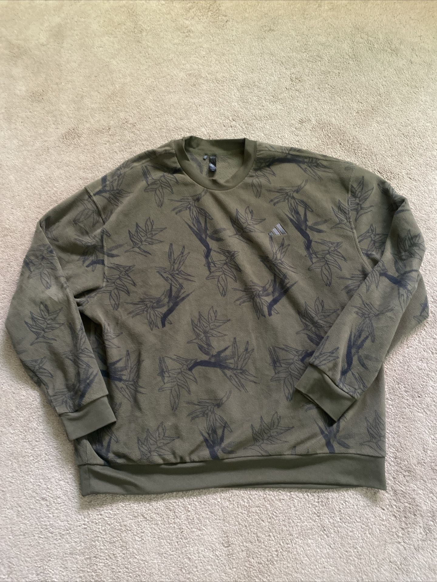 Adidas Oasis Crew Neck Green Floral Print Size-XL