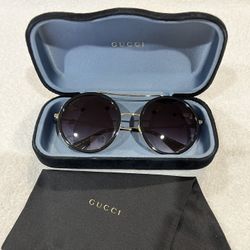 Gucci Grey Gradient Round Ladies Sunglasses GG0061S 001 56