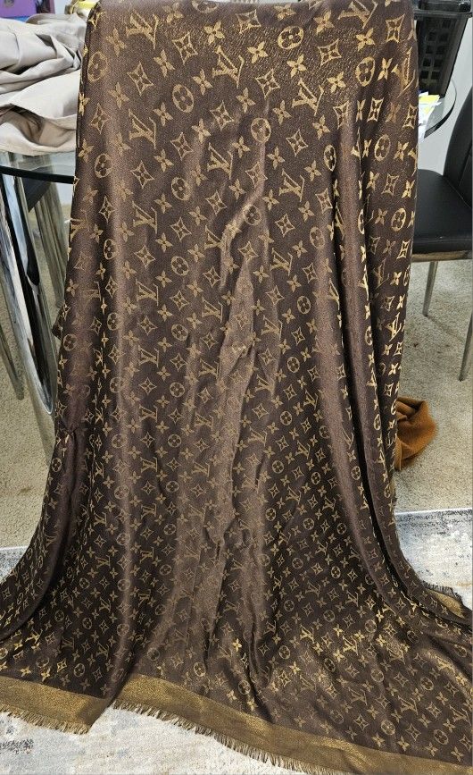 Louis Vuitton Monogram Fringe Brown Shaw-Silk/ Wool