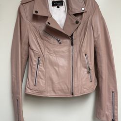 Italian Made Light Pink Lamb Skin Leather Jacket