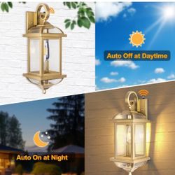 2 Pack Dusk To Dawn Golden Sconces 