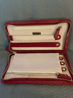 Roberto Coin Red Quilted Zip-Around Jewelry Holder