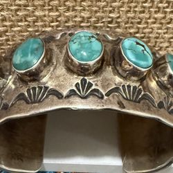 Rare Chimney Butte Navajo Sterling Silver & Turquoise Cuff Bracelet – 66.7g