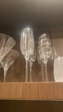 Set Of 4 Etched Mikasa Cheers Champagne Glasses