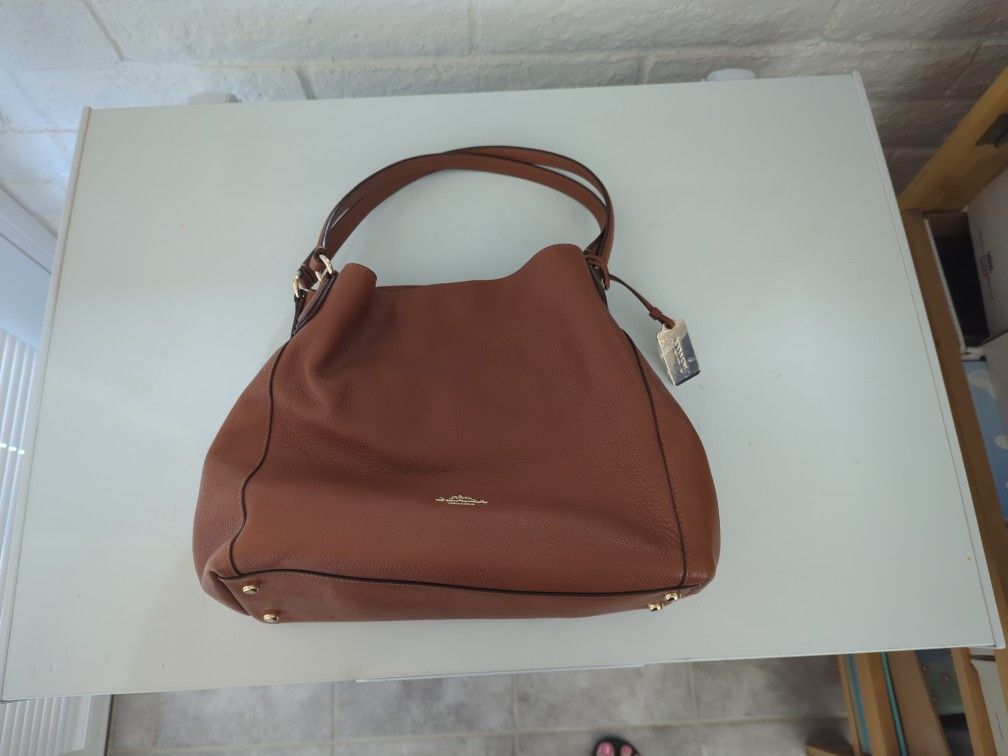 Medium Brown Coach Edie Hobo Purse With Dust Bag