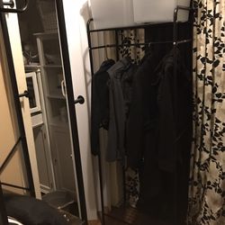 Black 24” W 15” D 66” H  Metal Garment Coat Rack 