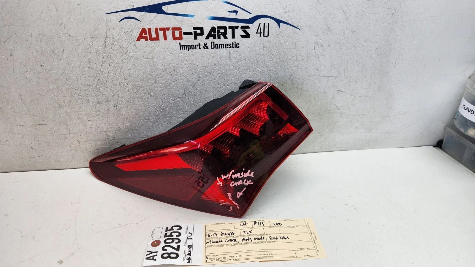 w/inside crack 2015 - 2016 - 2017 ACURA TLX LEFT DRIVER LED TAIL LIGHT OEM AY82955