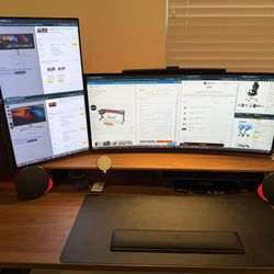 Balolo Setup Cockpit – Walnut Monitor Riser with Accessories – Modular Desk Shelf