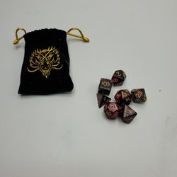 Full Dnd Dice Set With Bag Black And Crimson 