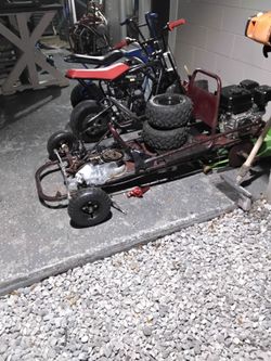 2 mini bikes and a go kart