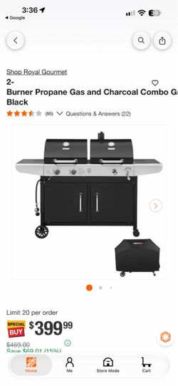 Royal Gourmet 2-Burner Propane Gas and Charcoal Combo