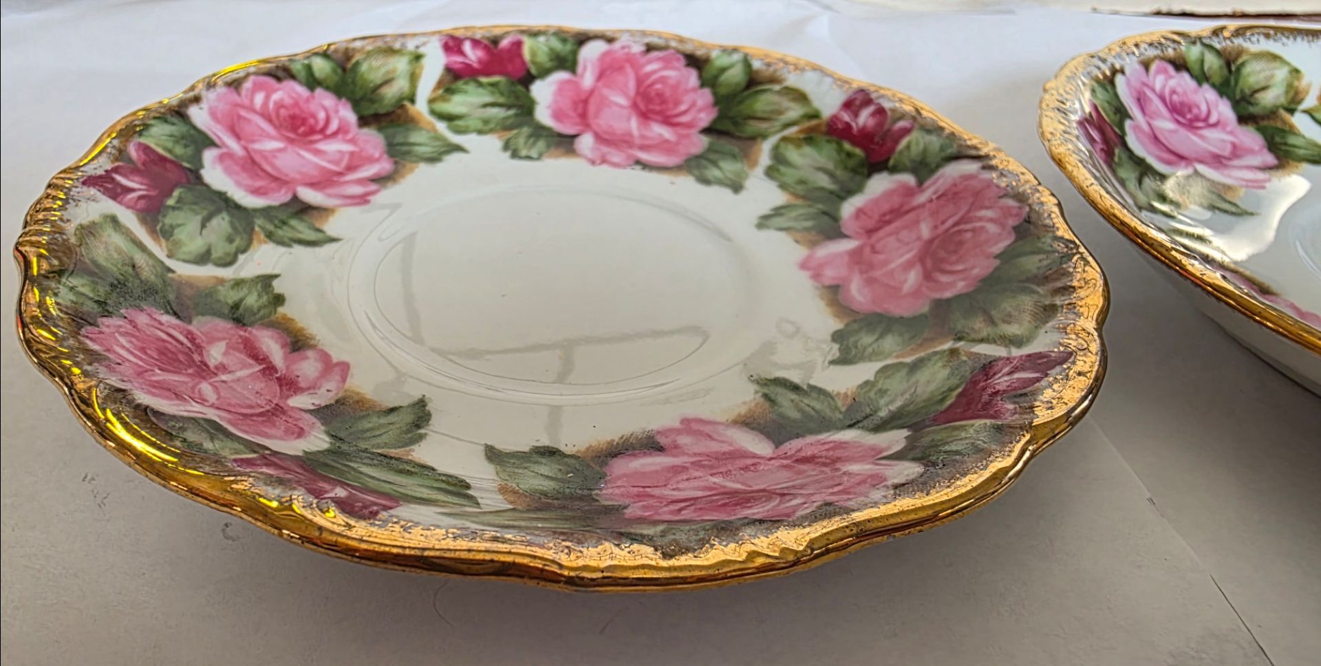 Vintage Yada Bone China Pink Roses Saucer plate from Japan 15 each