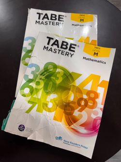 2 Books TABE Mastery: Math Level M Student Book, New But Damaged During Shipping Ripped front cover see photos C4)