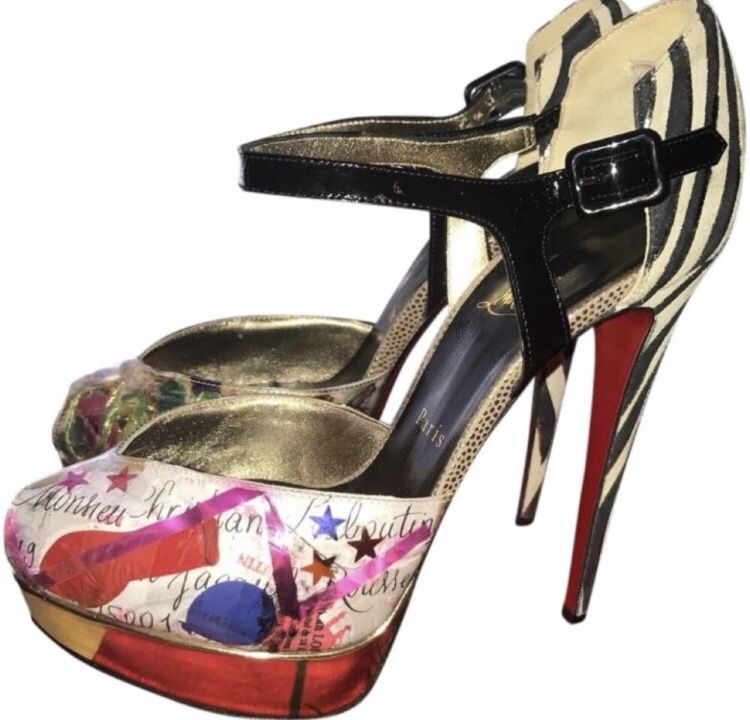 100% Authentic Louboutin multi color N 299 Trash 150 Platforms