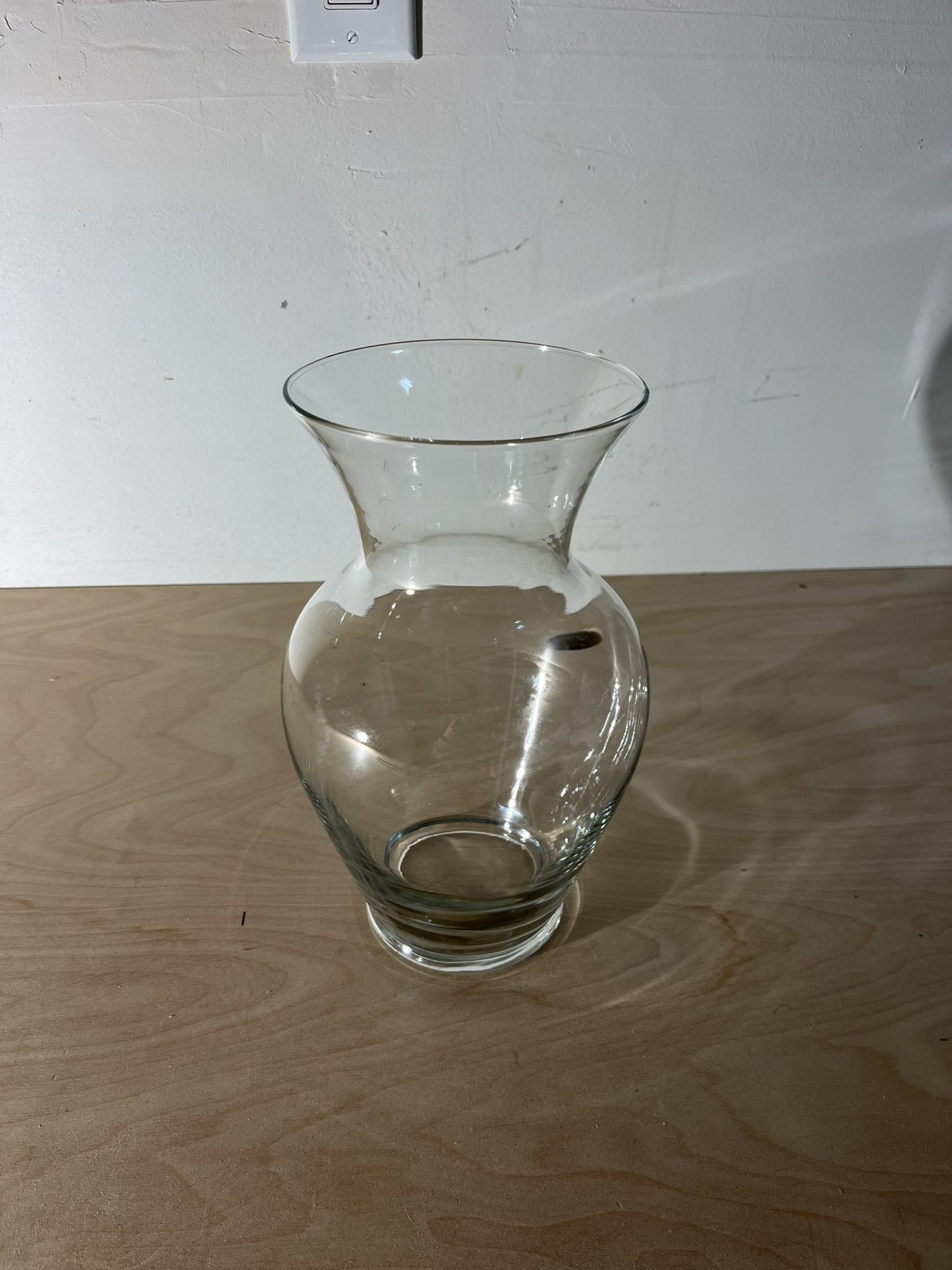 Glass Flower Vase, 11”h