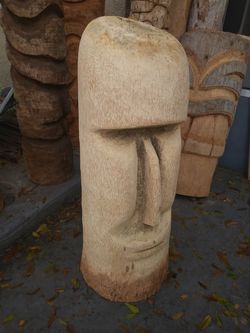 29" Chainsaw Carved Easter Island Style Tiki Head