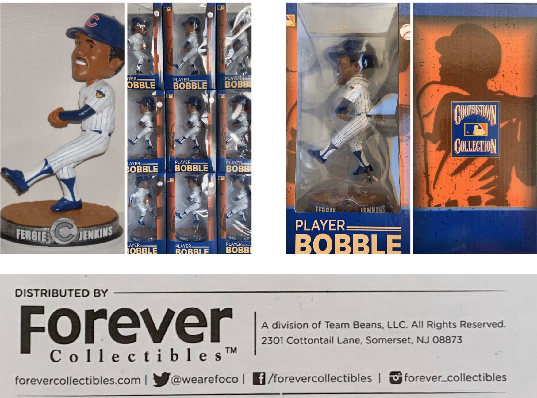 Chicago Cubs National Baseball Hall of Fame/Canadian Baseball Hall of Fame Pitcher FERGIE JENKINS 7” PLAYER BOBBLEHEAD licensed by MLB & Cooperstown