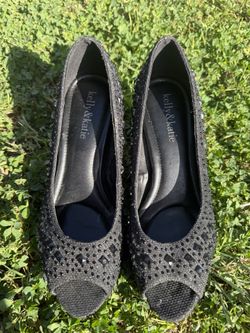 Kelly & Katie Black Sparkly Peep Toe Heels Size 6M