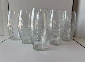 Libbey 23 Oz Football Drinking Tumblers Clear Glass 3D Set of 6