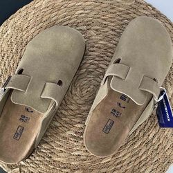 Birkenstock Clog Taupe Suede Leather Size Eur 38 Sandals Schmale weite narrow