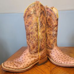 Anderson Bean Full Quill Ostrich Skin Boots (Size 7.5)