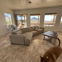 Power Sectional Modern Couch - Kennedy / 3 Stool Chairs / Coffee Table