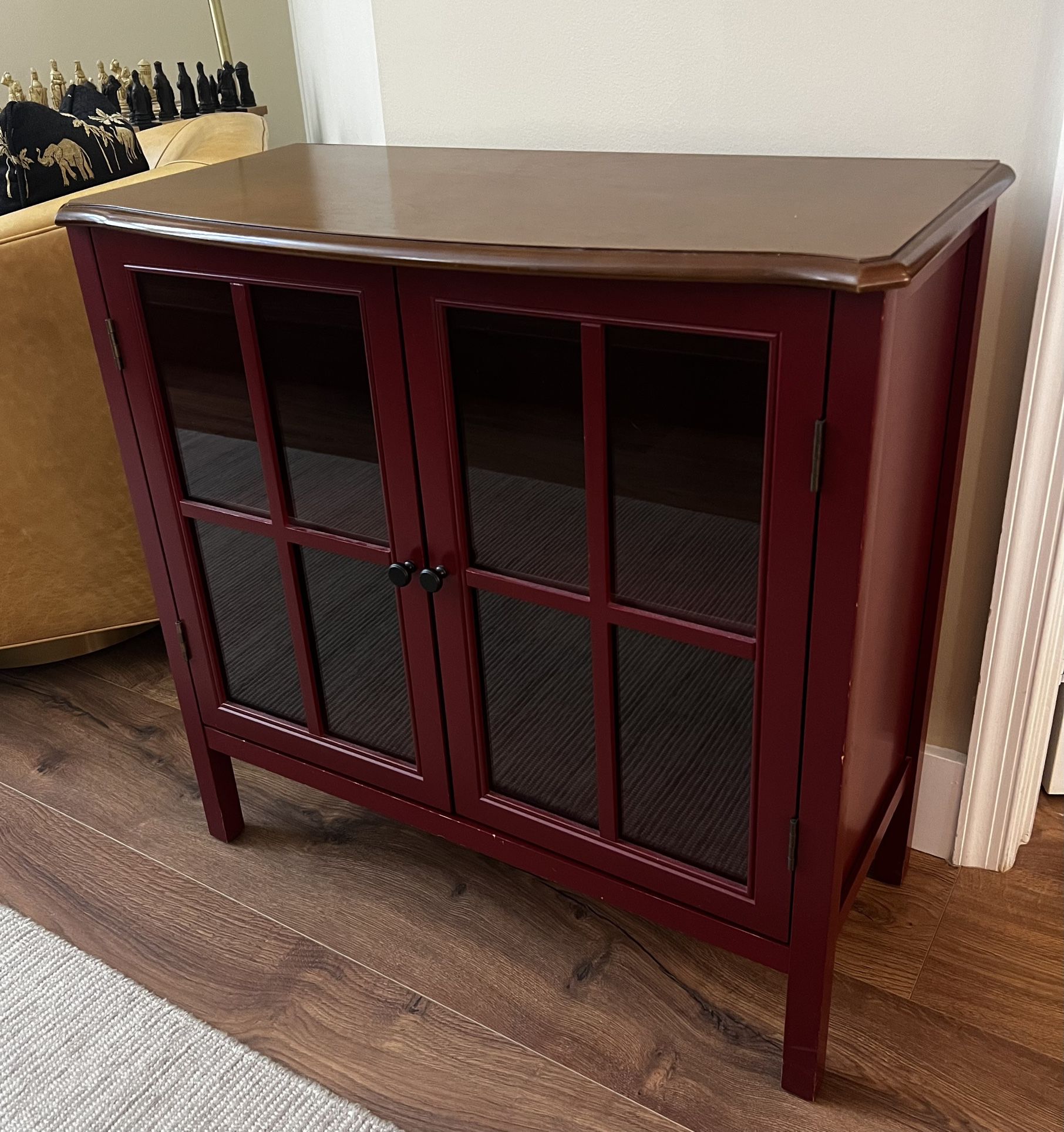 Small Storage Cabinet w/ Shelves & Glass Doors