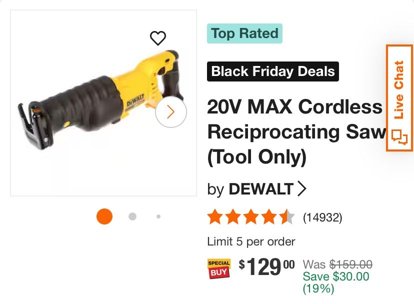 Dewitt Reciprocating Saw With Battery And Charger 