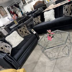 Gorgeous Sofa Set 🖤 Black Velvet 
