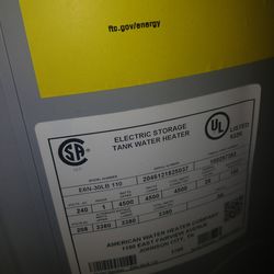 Water heater 30 gal. Stove, ceiling fan, bathroom faucet, light fixture