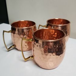 Set-3 Hammered Copper Mugs