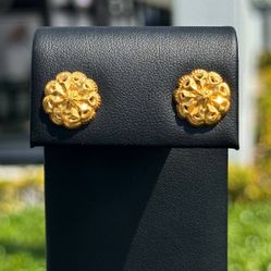 21k yellow gold flower earrings