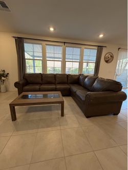 L shape Leather sectional couch