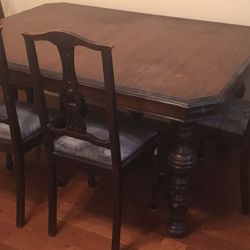 Antique table and four chairs