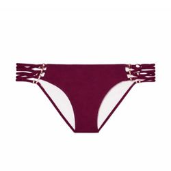 Victoria's Secret PINK Strappy Side Bikini Bottoms (Black Orchid)