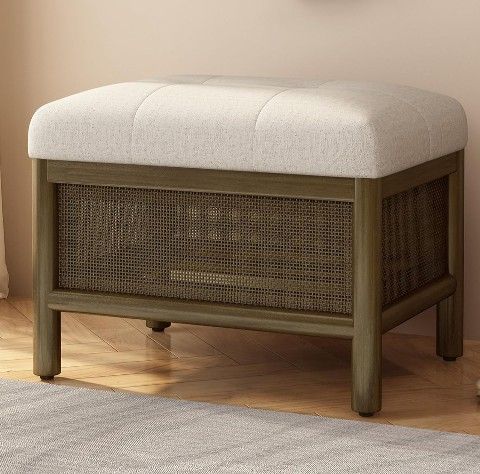 Sofa Ottoman Chairs, Solid Wood for Living Room & Bedroom (21.5x16x17inch)