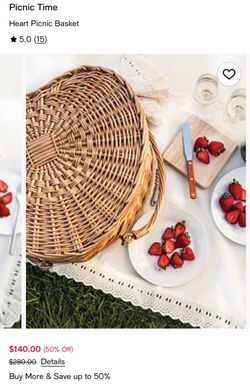 Picnic Time Brand - Heart Shaped Picnic Basket Set