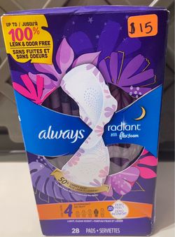 Always radiant flex foam overnight 28 pads