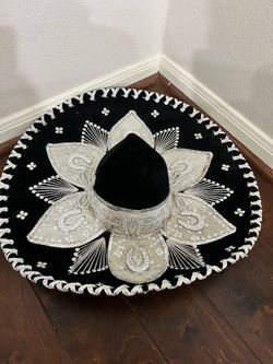 Mariachi Sombrero, Black & Silver, Adult Size