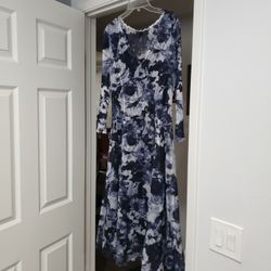Ladies Blue Floral Dress