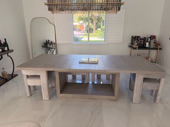 93” Modern Dining Table + 6 Velvet Chairs — Like New