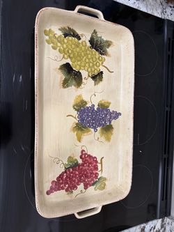 BellaVino Ceramic Serving Tray with Grape Design