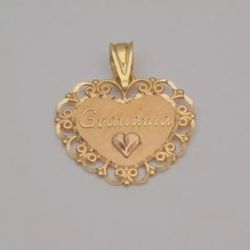 14k Yellow Gold GRANDMA Heart Charm Pendant